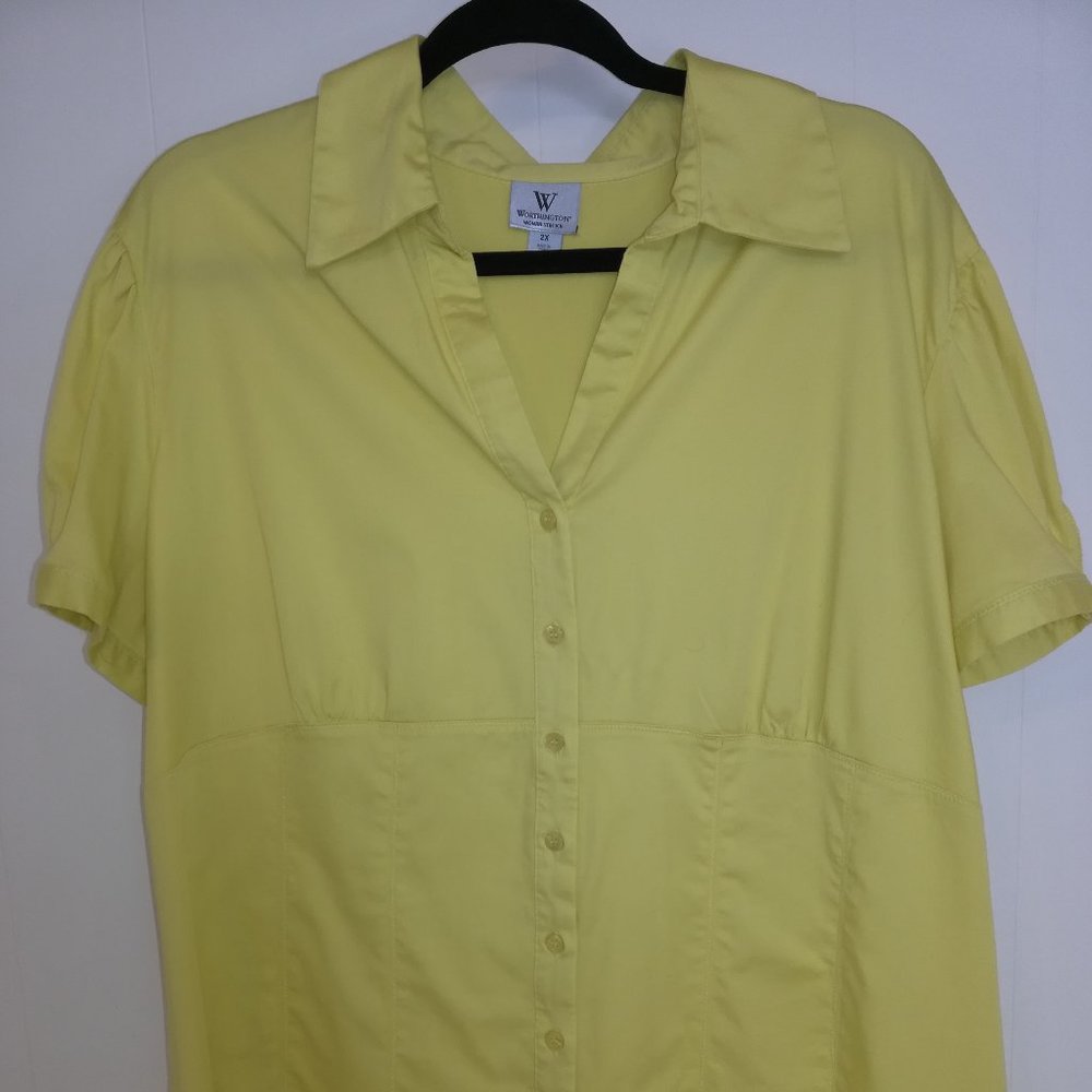 Button Down Chartreuse Blouse